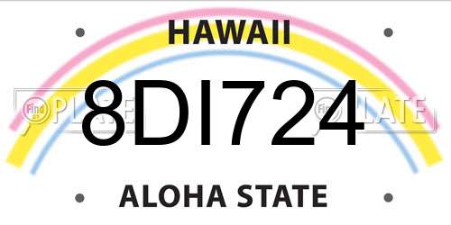 8DI724 Hawaii License Plate