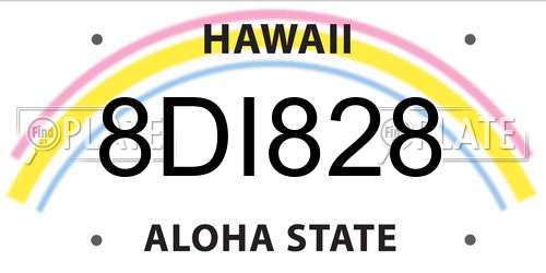8DI828 Hawaii License Plate