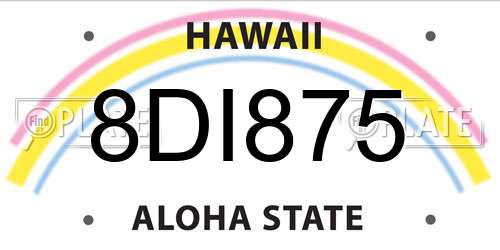 8DI875 Hawaii License Plate