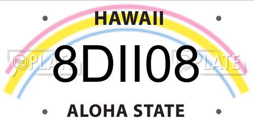 8DII08 Hawaii License Plate