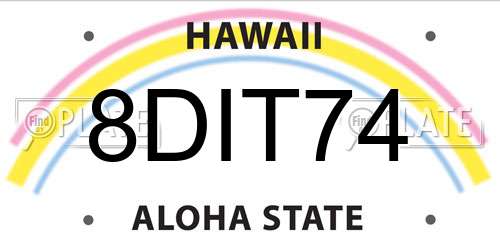 8DIT74 Hawaii License Plate