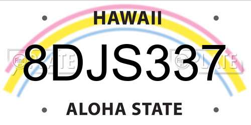 8DJS337 Hawaii License Plate