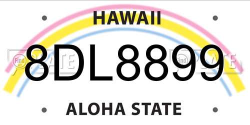 8DL8899 Hawaii License Plate