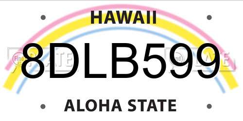 8DLB599 Hawaii License Plate