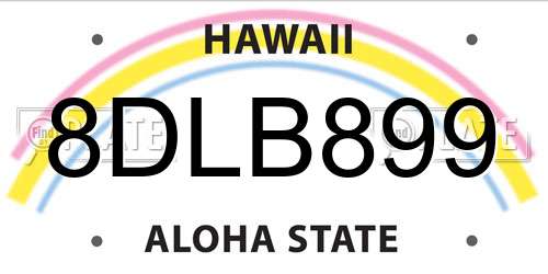 8DLB899 Hawaii License Plate