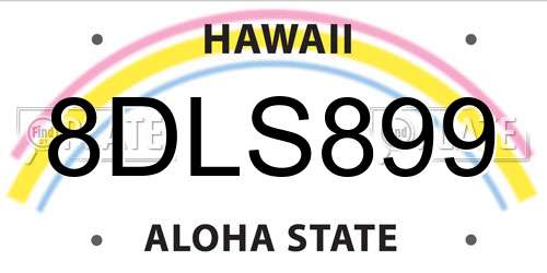 8DLS899 Hawaii License Plate