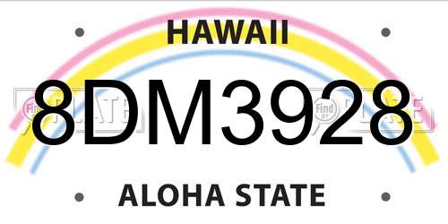 8DM3928 Hawaii License Plate