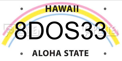 8DOS33 Hawaii License Plate