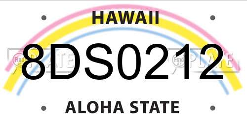 8DS0212 Hawaii License Plate