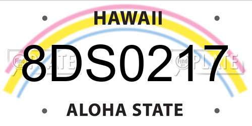 8DS0217 Hawaii License Plate