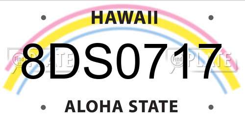 8DS0717 Hawaii License Plate