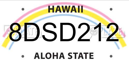8DSD212 Hawaii License Plate