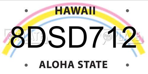 8DSD712 Hawaii License Plate
