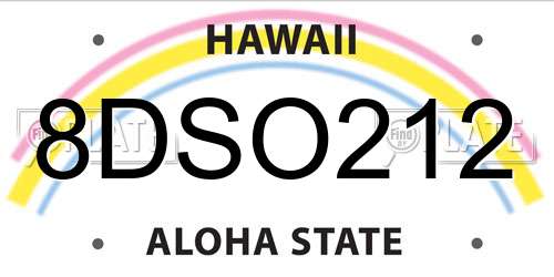 8DSO212 Hawaii License Plate