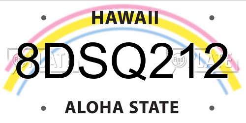 8DSQ212 Hawaii License Plate