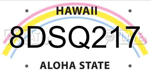 8DSQ217 Hawaii License Plate