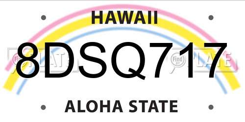 8DSQ717 Hawaii License Plate