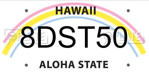 8DST50 Hawaii License Plate