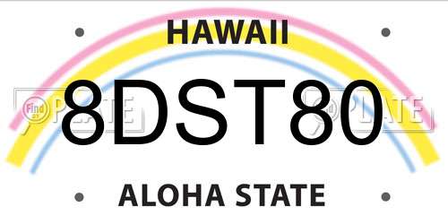 8DST80 Hawaii License Plate
