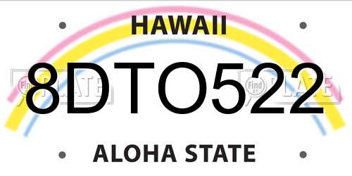 8DTO522 Hawaii License Plate