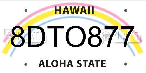 8DTO877 Hawaii License Plate