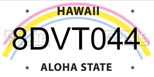 8DVT044 Hawaii License Plate