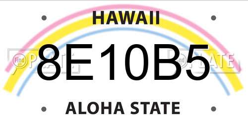 8E10B5 Hawaii License Plate