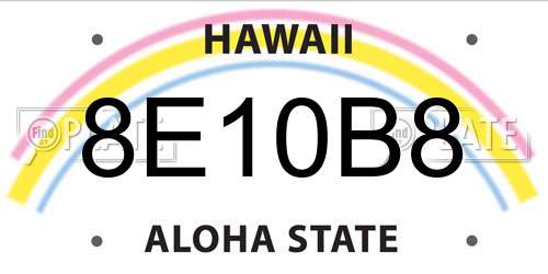 8E10B8 Hawaii License Plate