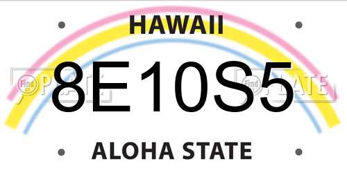 8E10S5 Hawaii License Plate