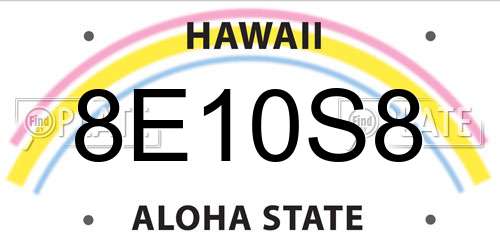8E10S8 Hawaii License Plate