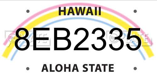 8EB2335 Hawaii License Plate