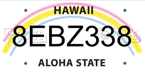 8EBZ338 Hawaii License Plate