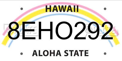 8EHO292 Hawaii License Plate