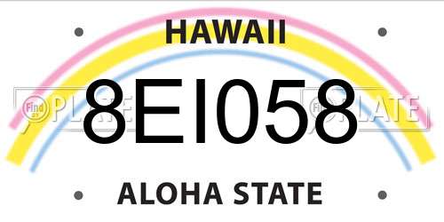 8EI058 Hawaii License Plate