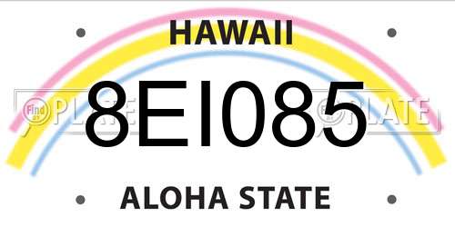 8EI085 Hawaii License Plate