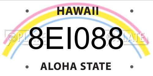 8EI088 Hawaii License Plate