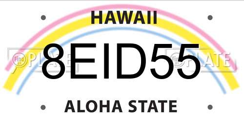 8EID55 Hawaii License Plate