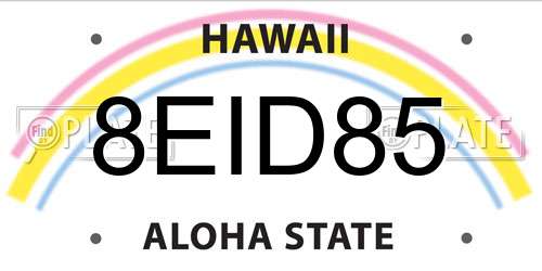 8EID85 Hawaii License Plate