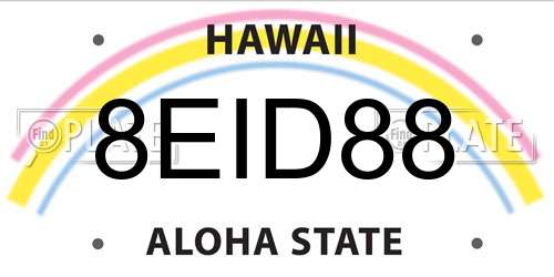 8EID88 Hawaii License Plate