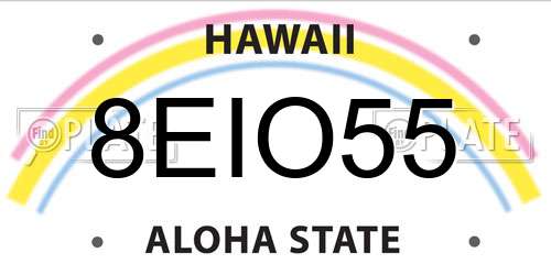 8EIO55 Hawaii License Plate