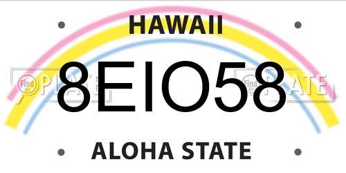 8EIO58 Hawaii License Plate