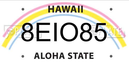 8EIO85 Hawaii License Plate