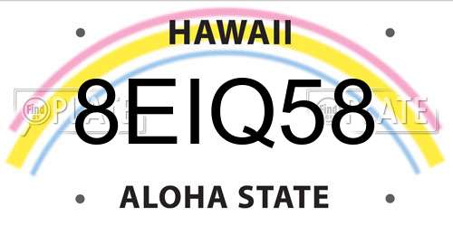 8EIQ58 Hawaii License Plate