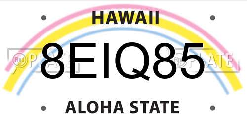 8EIQ85 Hawaii License Plate