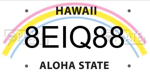 8EIQ88 Hawaii License Plate