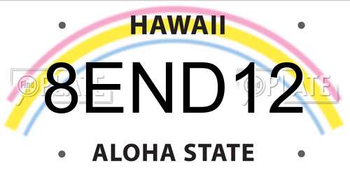 8END12 Hawaii License Plate