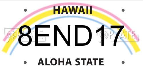 8END17 Hawaii License Plate