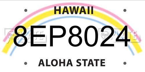 8EP8024 Hawaii License Plate