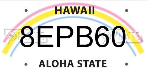 8EPB60 Hawaii License Plate