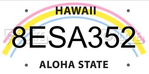 8ESA352 Hawaii License Plate
